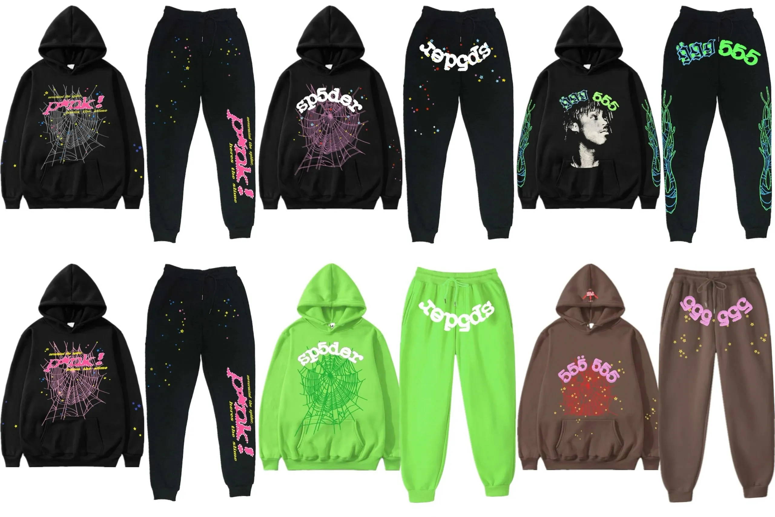 Trendy hip-hop singer sp5der printed couple hoodie, men's and women's hoodie, sports suit (52)