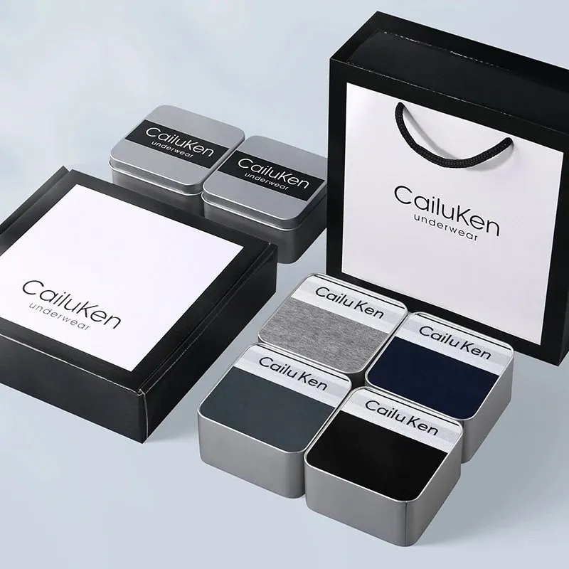 QARIEN&CK男士内裤纯棉透气四角裤男平角裤青年送男朋友礼盒装 (25)